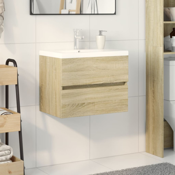 Set de mueble de baño 2 piezas cerámica y madera de ingeniería D