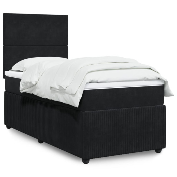 Cama box spring con colchón terciopelo negro 80x200 cm D