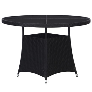 Mesa de jardín ratán sintético negro Ø110x74 cm D