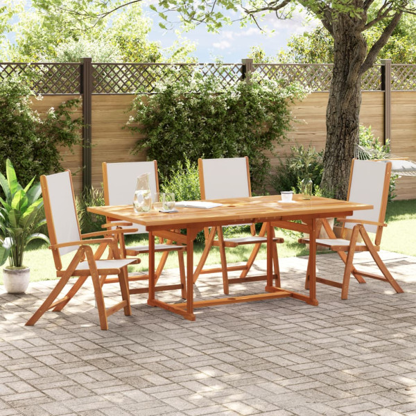 Sala de jantar de jardim 5 pcs madeira maciza acacia e textileno D