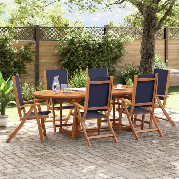 Sala de jantar de jardim 7 pcs madeira maciza acacia e textileno D