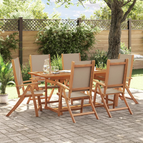 Sala de jantar de jardim 7 pcs madeira maciza acacia e textileno D