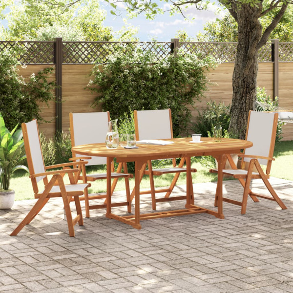 Sala de jantar de jardim 5 pcs madeira maciza acacia e textileno D