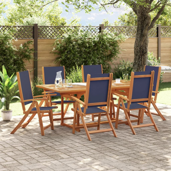 Sala de jantar de jardim 7 pcs madeira maciza acacia e textileno D