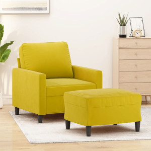 Sillón con taburete terciopelo amarillo 60 cm D