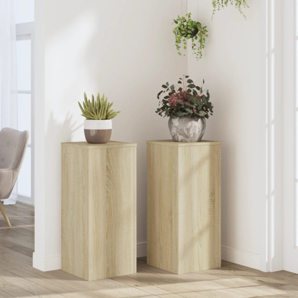 Soportes de plantas 2 uds madera roble Sonoma 30x30x70 cm D