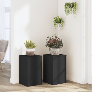 Soportes de plantas 2 uds madera ingeniería negro 30x30x50 cm D