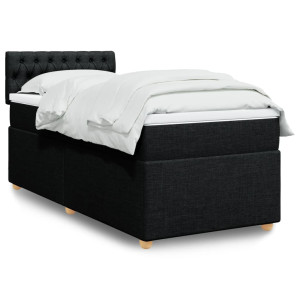 Cama box spring individual con colchón tela negro D