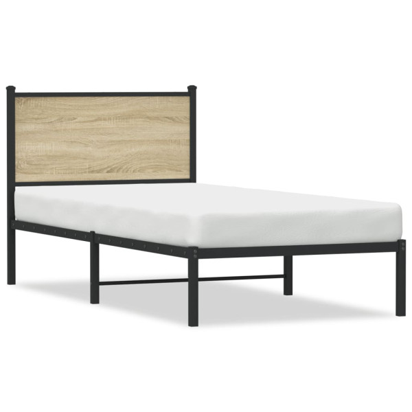 Estructura de cama con cabecero metal roble Sonoma 80x200 cm D