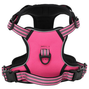 Arnés para perros con correa y collar ajustable rosa L D