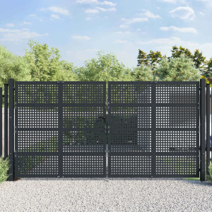 Puerta de jardín acero gris antracita 400x225 cm D