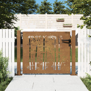 Porta de jardim de aço de corte design bambu 105x105 cm D