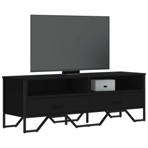 Móveis de TV madeira de engenharia preta 122x34x41 cm D