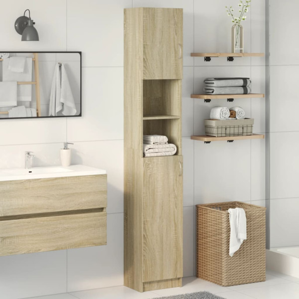 Armario baño madera contrachapada color roble 32x25.5x190 cm D