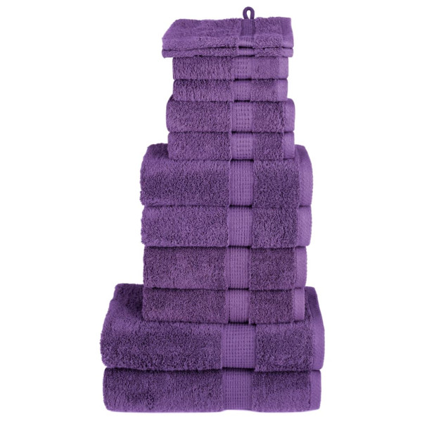 Toalha conjunto 12 peças 100% algodão roxo 600 gsm D