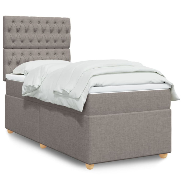 Cama box spring com colchão de tecido cinza taupe 90x190 cm D