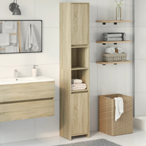 Armario de baño madera contrachapada color roble 30x30x183.5 cm D