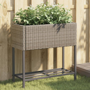 Jardinagem com prateleira de rattan sintético cinza D