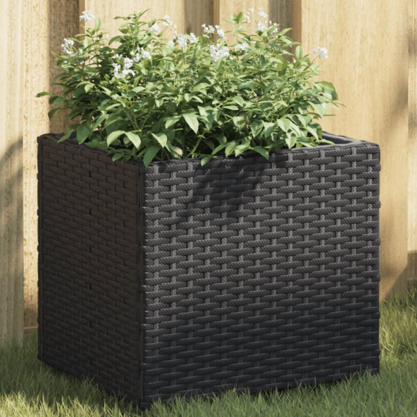 Floreira em rattan sintético preto 36x30x32 cm D