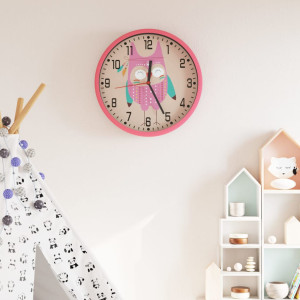 Reloj de pared poliestireno y cristal rosa Ø25.5 cm D