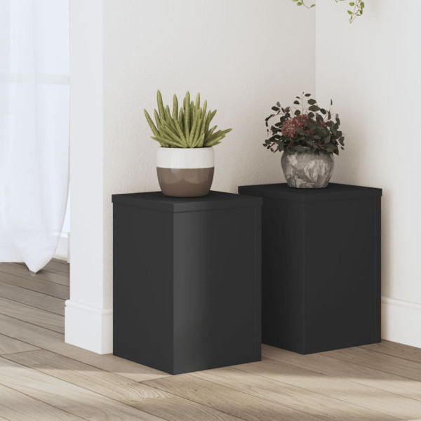 Soportes de plantas 2 uds madera ingeniería negro 20x20x30 cm D