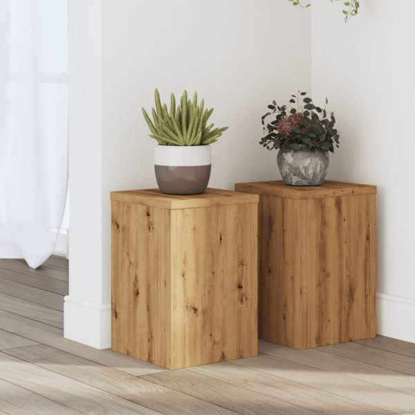 Soportes de plantas 2 uds madera roble artisian 20x20x30 cm D