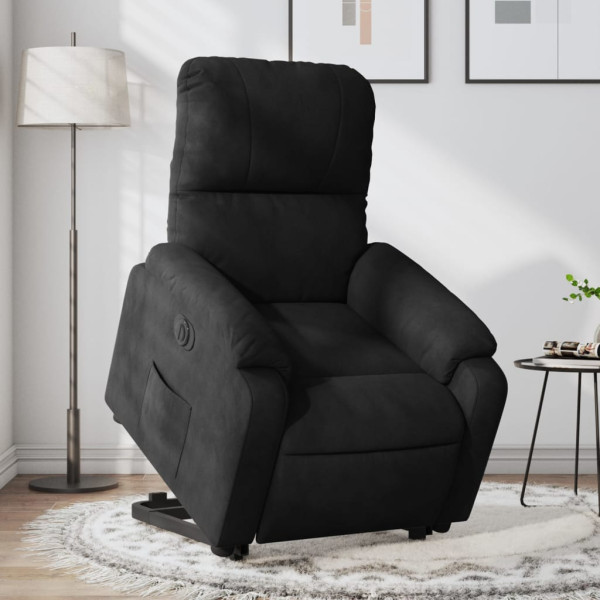 Sillón eléctrico reclinable elevable tela microfibra negro D