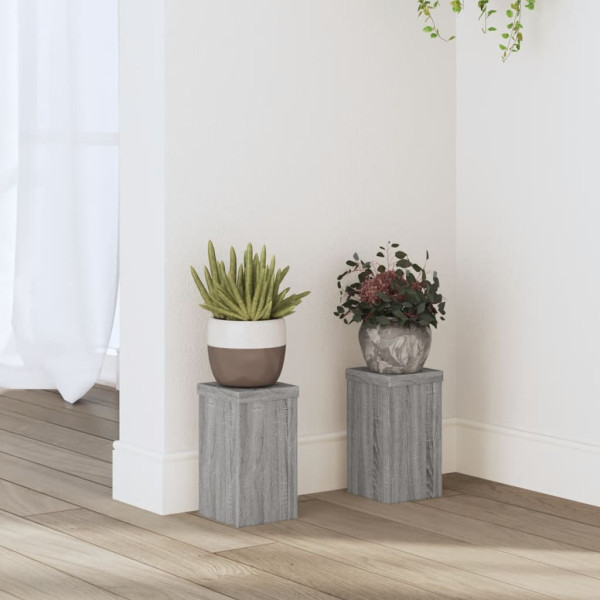 Soportes de plantas 2 uds madera gris Sonoma 10x10x18 cm D