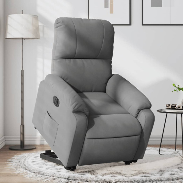 Sillón eléctrico reclinable elevable tela microfibra gris D