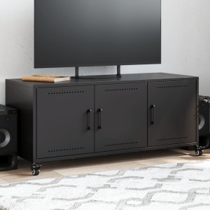 Mueble para TV acero laminado en frío negro 100.5x39x43.5 cm D