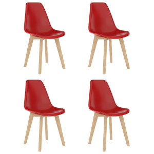 Sillas de comedor 4 unidades plástico rojo D