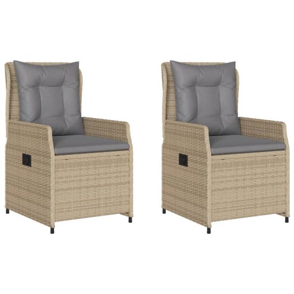 Sillones reclinables de jardín 2 uds ratán sintético beige M 2