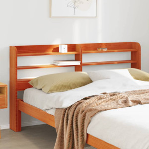 Cabecero de cama con estantes madera maciza pino marrón 140 cm D