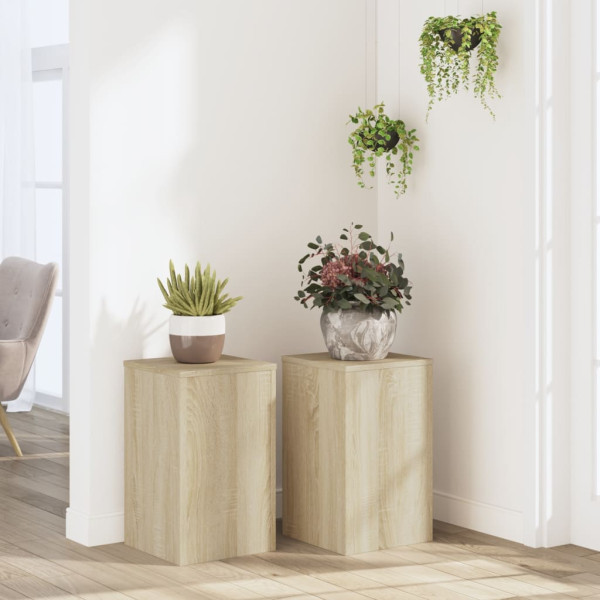 Soportes de plantas 2 uds madera roble Sonoma 30x30x50 cm D