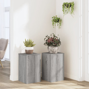 Soportes de plantas 2 uds madera gris Sonoma 30x30x50 cm D