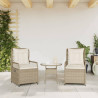 Sillones reclinables de jardín 2 uds ratán sintético beige 3