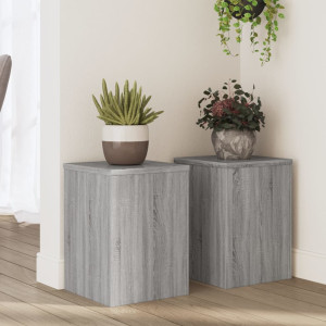 Soportes de plantas 2 uds madera gris Sonoma 25x25x35 cm D