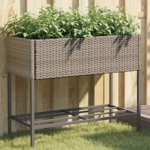 Jardins com prateleira 2 você sintético cinza rattan 90x40x75 cm D