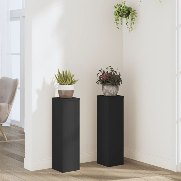 Soporte de plantas 2 uds madera ingeniería negro 17x17x60 cm D