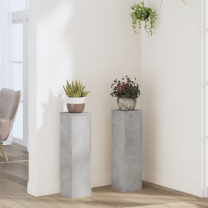 Suportes de plantas 2 pcs de madeira cinza de concreto 17x17x60 cm D