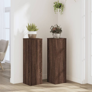 Soportes de plantas 2 uds madera marrón roble 25x25x80 cm D