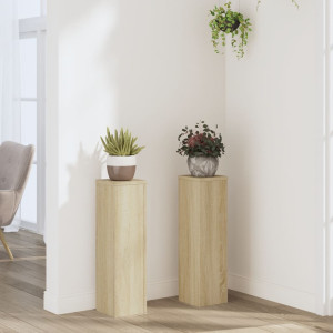 Soportes de plantas 2 uds madera roble Sonoma 17x17x60 cm D