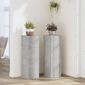 Suportes de plantas 2 pcs de madeira cinza de concreto 25x25x80 cm D