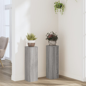 Suportes de plantas 2 uds madeira cinza Sonoma 17x17x60 cm D