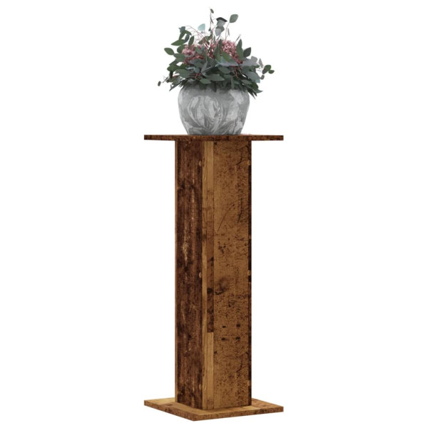 Soportes para plantas 2 uds madera roble envejecido 30x30x80 cm D