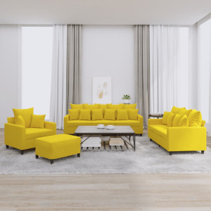 Conjunto de sofás com almofadas 4 peças de veludo amarelo D