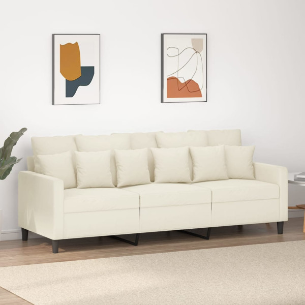 3-seater sofá veludo creme 180 cm D