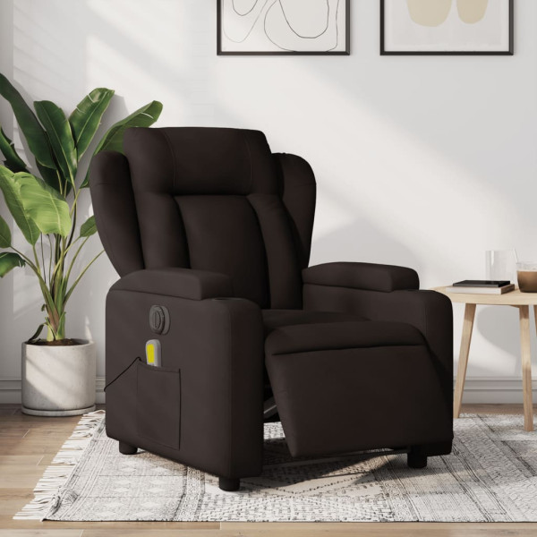 Sillón reclinable de masaje eléctrico tela marrón oscuro D