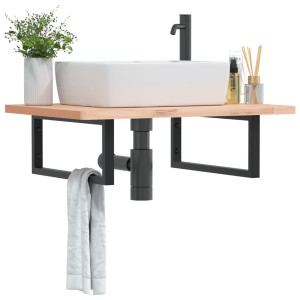 Soportes estante de lavabo 2 uds rectangular acero negro D