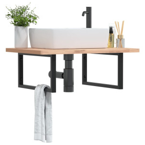 Soportes estante de lavabo 2 uds rectangular acero negro D